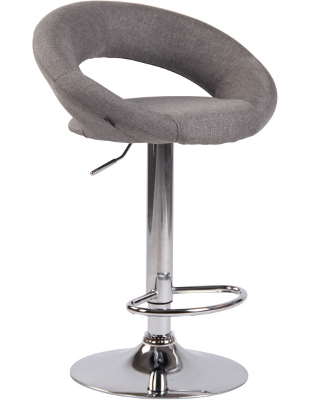 Tabouret de bar rond moderne en Tissu Gris Métal Argenté Zailor - 1