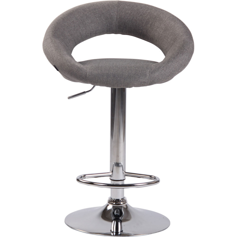 Tabouret de bar rond moderne en Tissu Gris Métal Argenté Zailor - 2