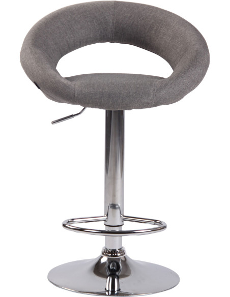 Tabouret de bar rond moderne en Tissu Gris Métal Argenté Zailor - 2