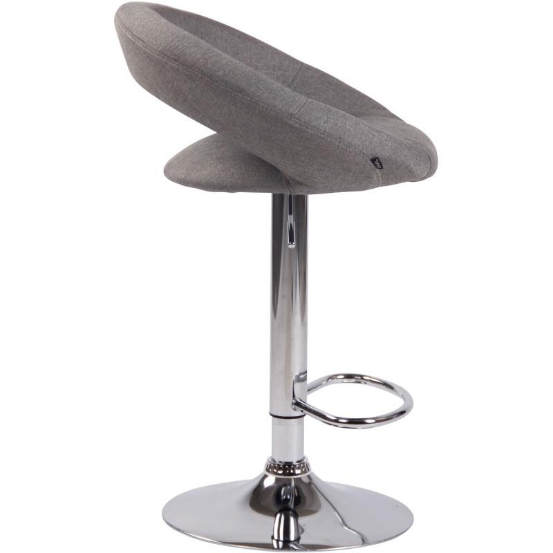 Tabouret de bar rond moderne en Tissu Gris Métal Argenté Zailor - 3