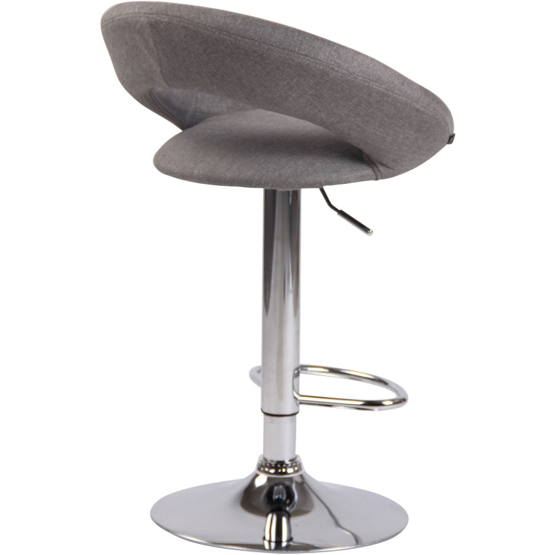 Tabouret de bar rond moderne en Tissu Gris Métal Argenté Zailor - 4