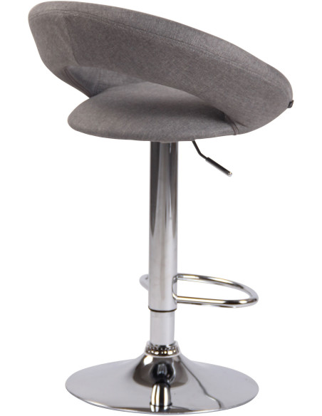 Tabouret de bar rond moderne en Tissu Gris Métal Argenté Zailor - 4