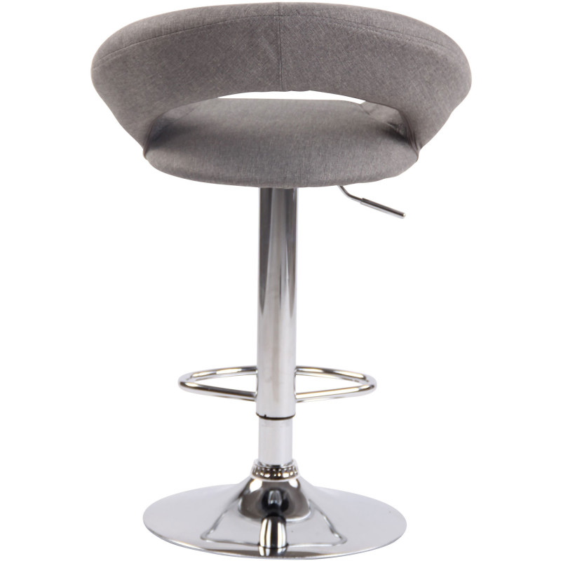 Tabouret de bar rond moderne en Tissu Gris Métal Argenté Zailor - 5