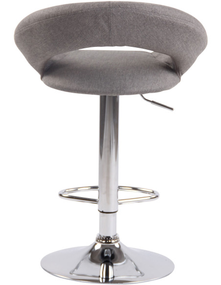 Tabouret de bar rond moderne en Tissu Gris Métal Argenté Zailor - 5