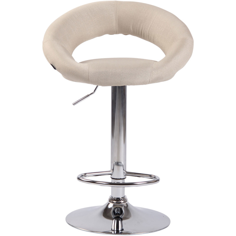 Tabouret de bar rond moderne en Tissu Blanc crème Métal Argenté Zailor - 2