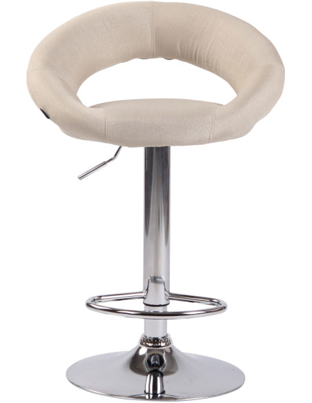 Tabouret de bar rond moderne en Tissu Blanc crème Métal Argenté Zailor - 2