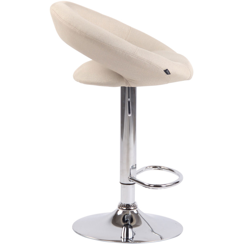 Tabouret de bar rond moderne en Tissu Blanc crème Métal Argenté Zailor - 3