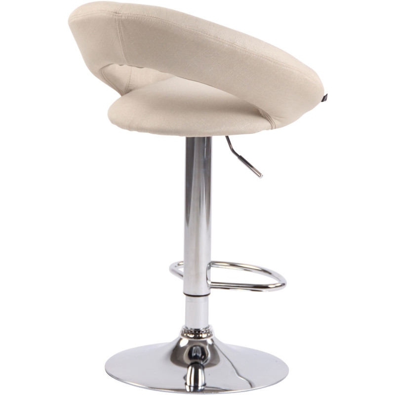 Tabouret de bar rond moderne en Tissu Blanc crème Métal Argenté Zailor - 4