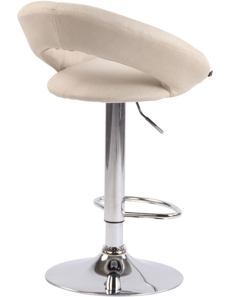 Tabouret de bar rond moderne en Tissu Blanc crème Métal Argenté Zailor - 4
