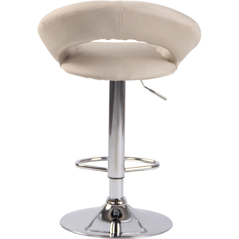 Tabouret de bar rond moderne en Tissu Blanc crème Métal Argenté Zailor - 5
