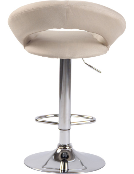 Tabouret de bar rond moderne en Tissu Blanc crème Métal Argenté Zailor - 5