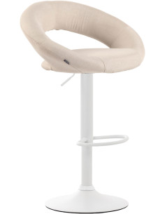 Tabouret de bar rond moderne en Tissu Blanc crème Métal Blanc Zailor - 1