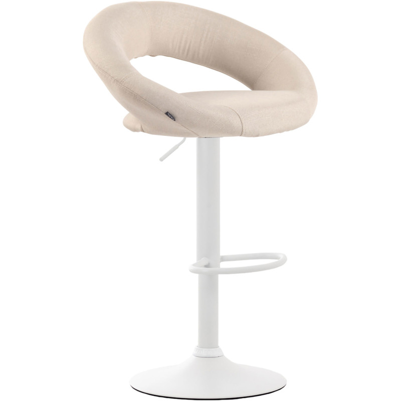 Tabouret de bar rond moderne en Tissu Blanc crème Métal Blanc Zailor - 1