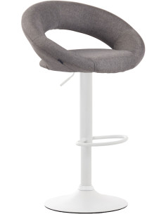 Tabouret de bar rond moderne en Tissu Gris Métal Blanc Zailor - 1