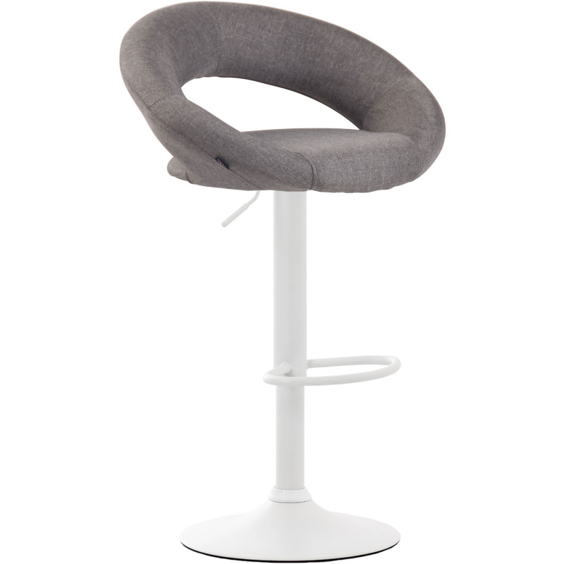 Tabouret de bar rond moderne en Tissu Gris Métal Blanc Zailor - 1