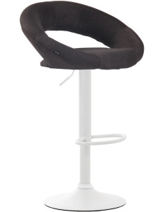 Tabouret de bar rond moderne en Tissu Gris foncé Métal Blanc Zailor - 1