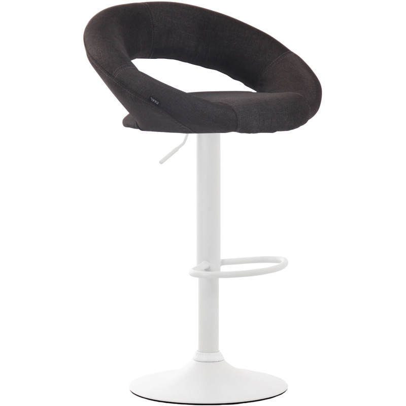 Tabouret de bar rond moderne en Tissu Gris foncé Métal Blanc Zailor - 1