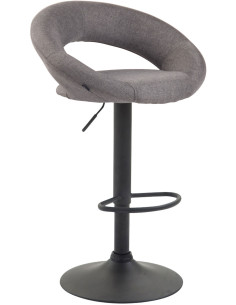 Tabouret de bar rond moderne en Tissu Gris Métal Noir Zailor - 1