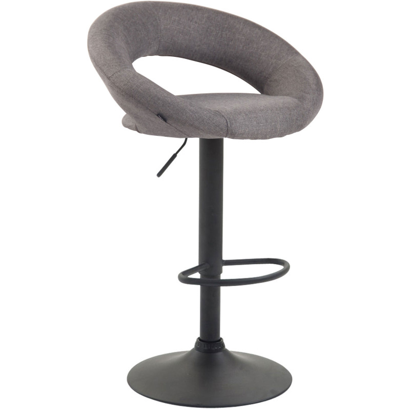 Tabouret de bar rond moderne en Tissu Gris Métal Noir Zailor - 1