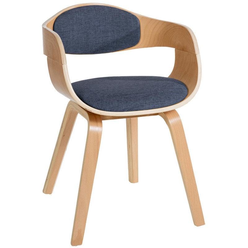 Fauteuil de table Beatrix en Polyester Bleu Bois Naturel - 1