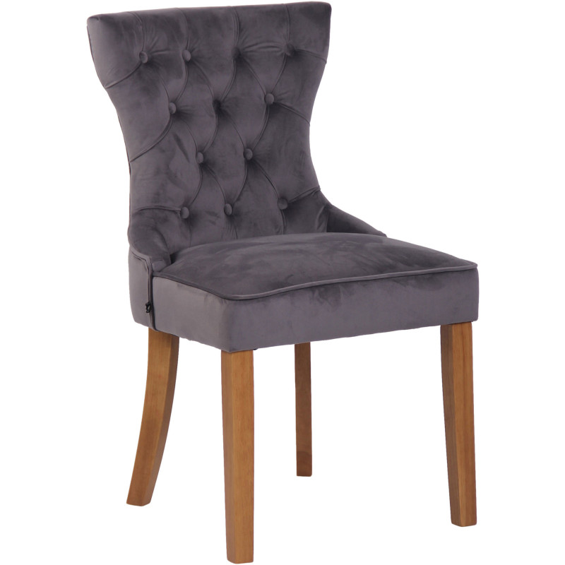 Chaise capitonnée salle à manger en Tissu Gris foncé Bois Naturel Triselle - 1