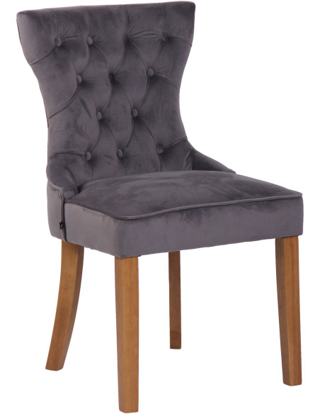 Chaise capitonnée salle à manger en Tissu Gris foncé Bois Naturel Triselle - 1