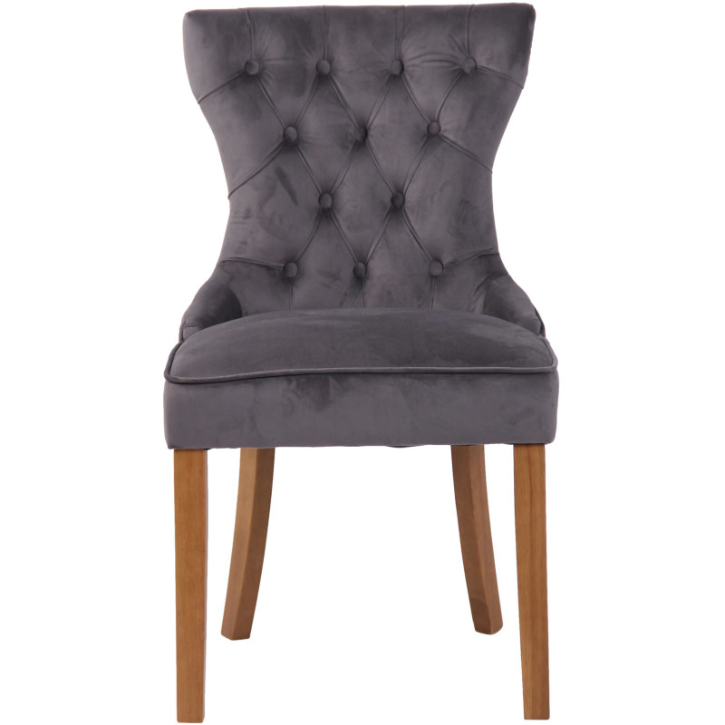 Chaise capitonnée salle à manger en Tissu Gris foncé Bois Naturel Triselle - 2