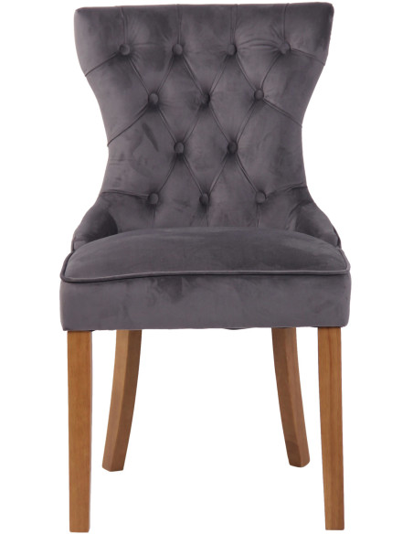 Chaise capitonnée salle à manger en Tissu Gris foncé Bois Naturel Triselle - 2