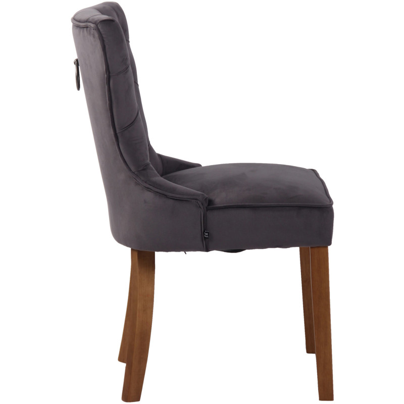 Chaise capitonnée salle à manger en Tissu Gris foncé Bois Naturel Triselle - 3