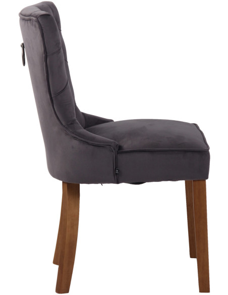 Chaise capitonnée salle à manger en Tissu Gris foncé Bois Naturel Triselle - 3