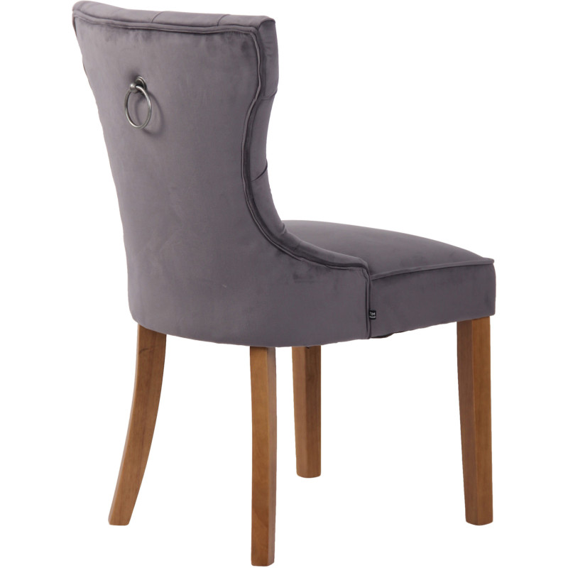 Chaise capitonnée salle à manger en Tissu Gris foncé Bois Naturel Triselle - 4