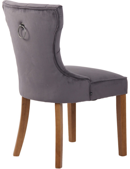 Chaise capitonnée salle à manger en Tissu Gris foncé Bois Naturel Triselle - 4