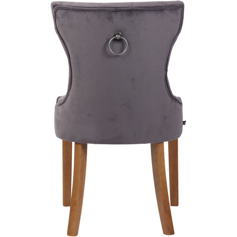 Chaise capitonnée salle à manger en Tissu Gris foncé Bois Naturel Triselle - 5