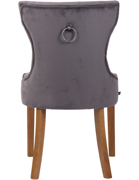 Chaise capitonnée salle à manger en Tissu Gris foncé Bois Naturel Triselle - 5