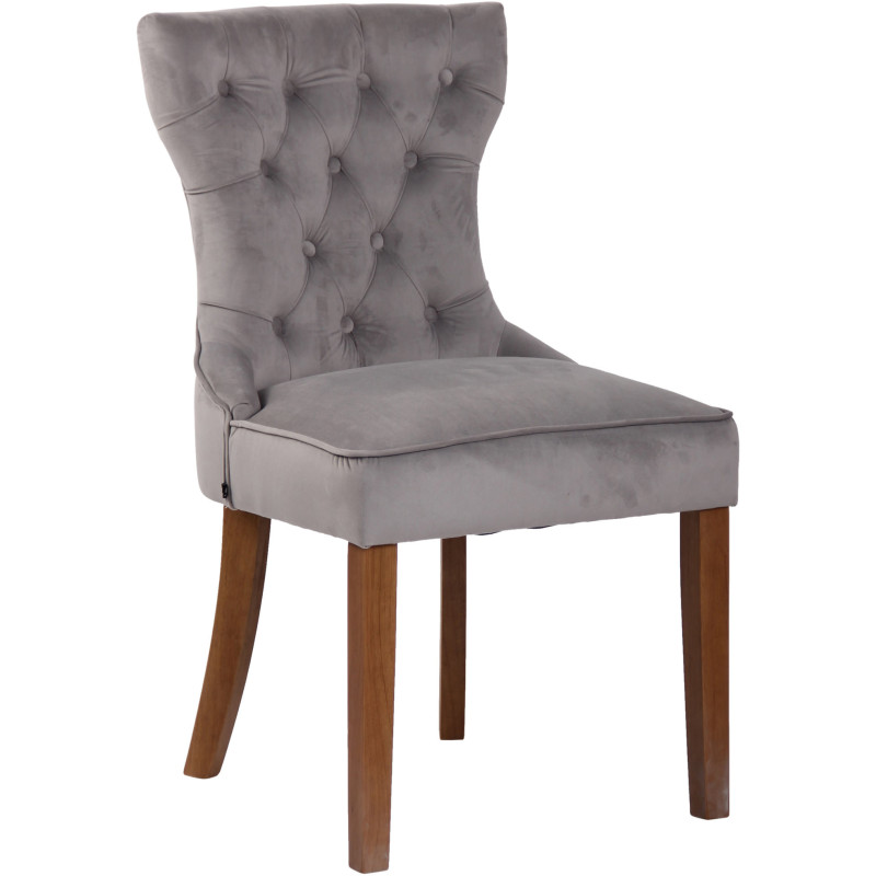 Chaise capitonnée salle à manger en Tissu Gris Bois Naturel Triselle - 1