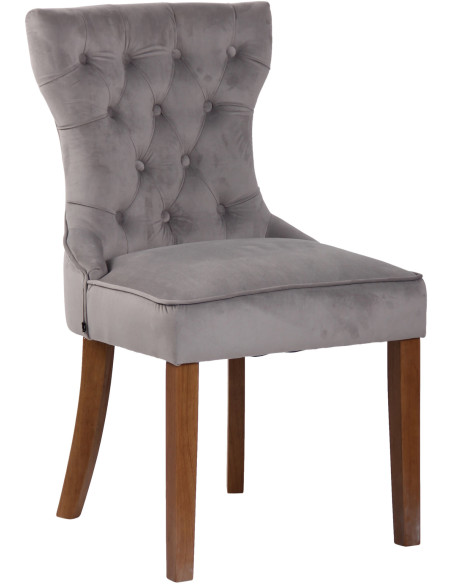 Chaise capitonnée salle à manger en Tissu Gris Bois Naturel Triselle - 1