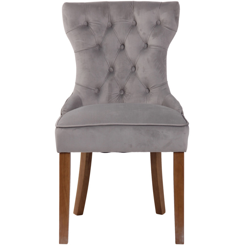 Chaise capitonnée salle à manger en Tissu Gris Bois Naturel Triselle - 2