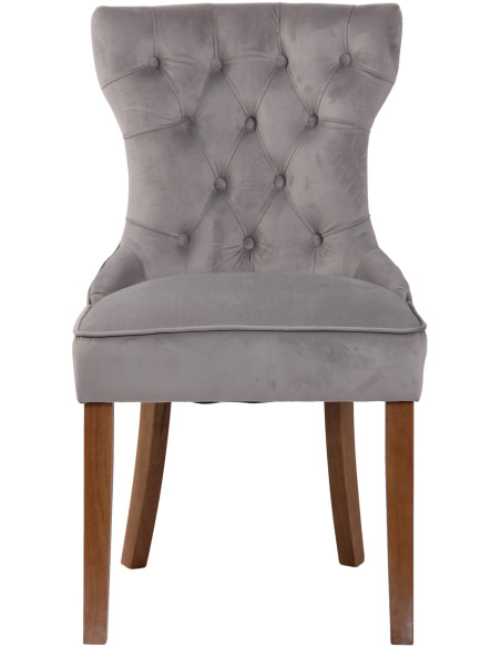 Chaise capitonnée salle à manger en Tissu Gris Bois Naturel Triselle - 2