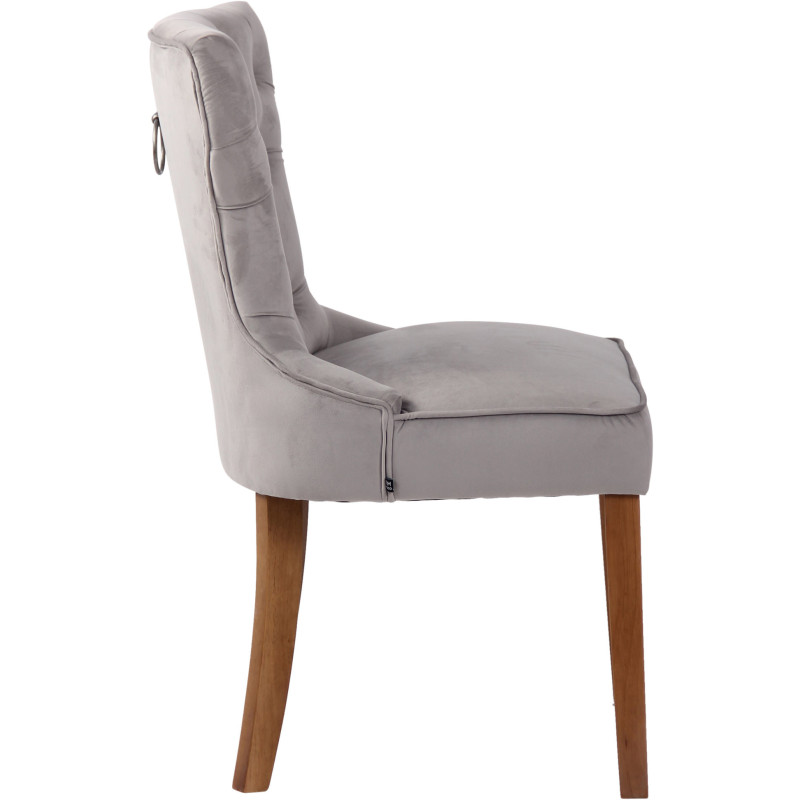 Chaise capitonnée salle à manger en Tissu Gris Bois Naturel Triselle - 3