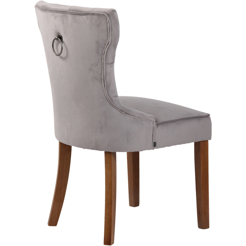 Chaise capitonnée salle à manger en Tissu Gris Bois Naturel Triselle - 4