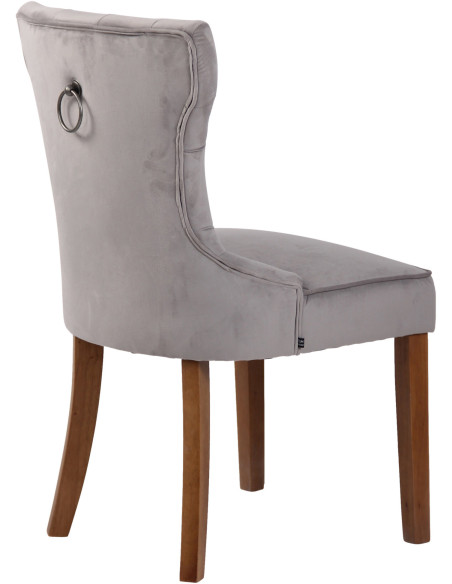 Chaise capitonnée salle à manger en Tissu Gris Bois Naturel Triselle - 4