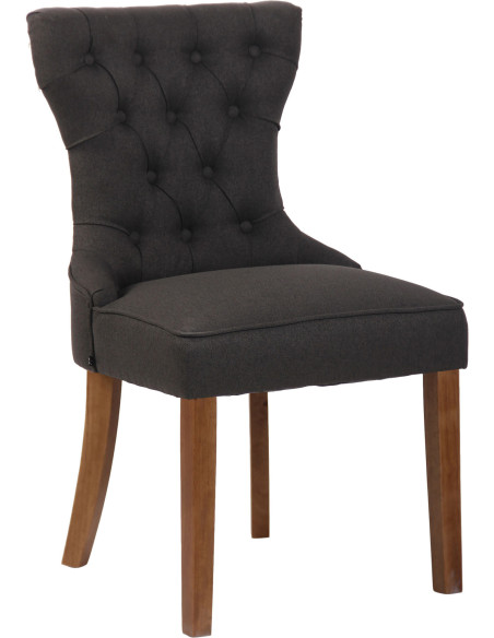 Chaise capitonnée salle à manger en Velours Gris foncé Bois Naturel Triselle - 1