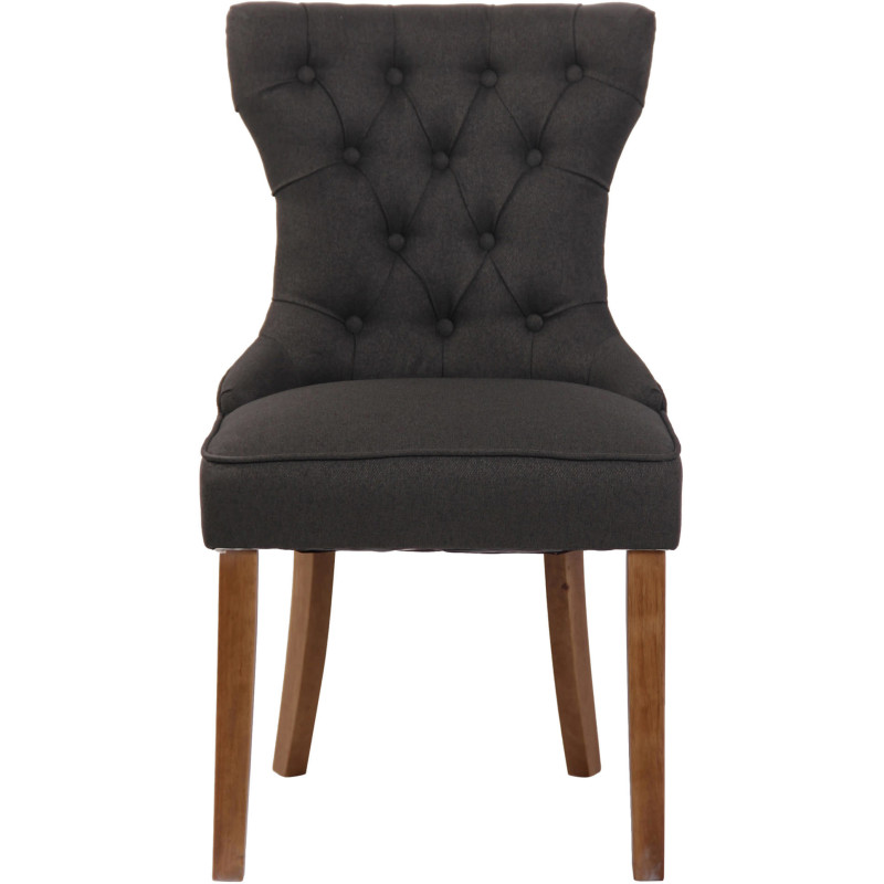 Chaise capitonnée salle à manger en Velours Gris foncé Bois Naturel Triselle - 2