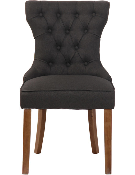 Chaise capitonnée salle à manger en Velours Gris foncé Bois Naturel Triselle - 2