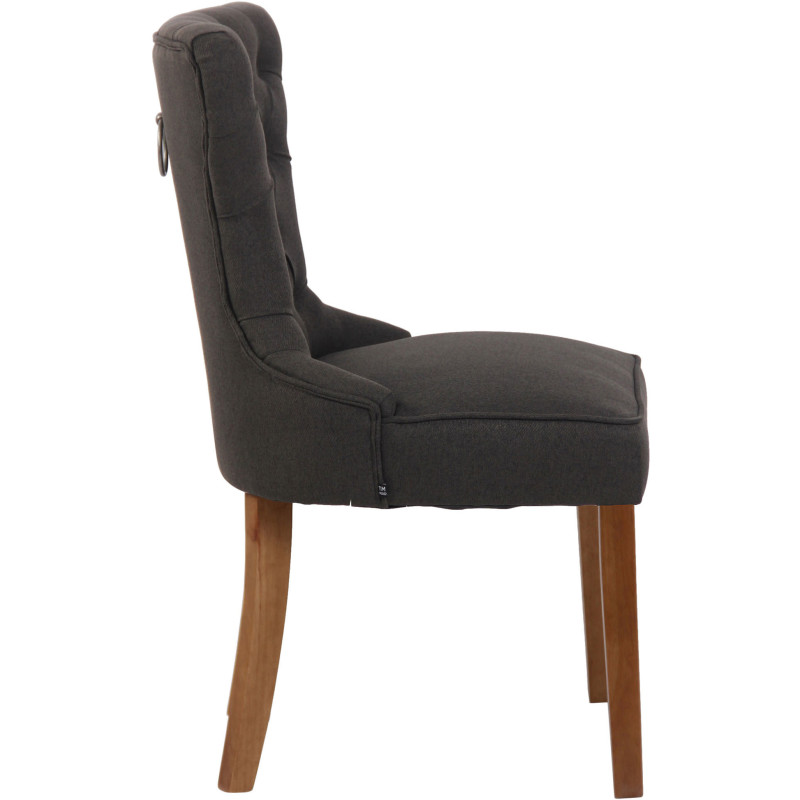 Chaise capitonnée salle à manger en Velours Gris foncé Bois Naturel Triselle - 3