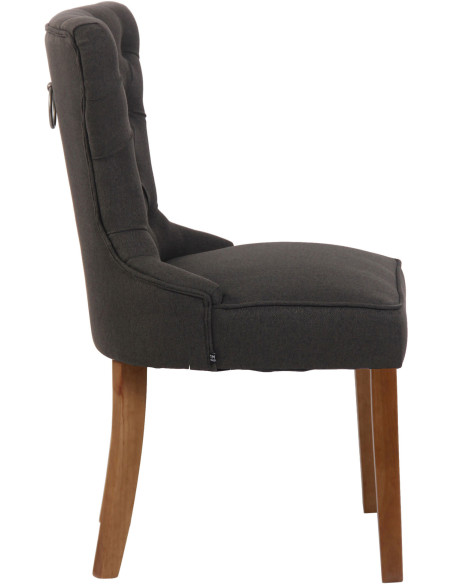 Chaise capitonnée salle à manger en Velours Gris foncé Bois Naturel Triselle - 3