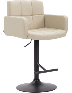 Tabouret de bar moderne chic en Polyuréthane Blanc crème Métal Noir Roman - 1