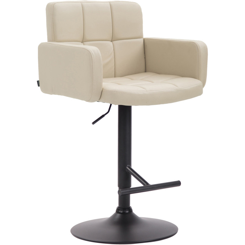 Tabouret de bar moderne chic en Polyuréthane Blanc crème Métal Noir Roman - 1