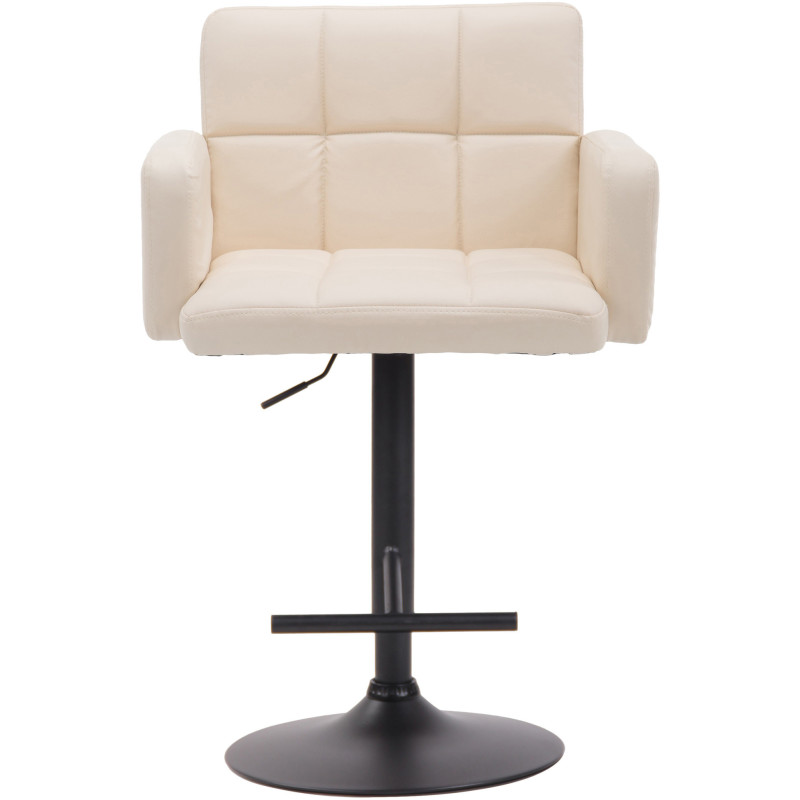 Tabouret de bar moderne chic en Polyuréthane Blanc crème Métal Noir Roman - 2