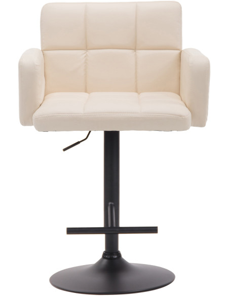 Tabouret de bar moderne chic en Polyuréthane Blanc crème Métal Noir Roman - 2